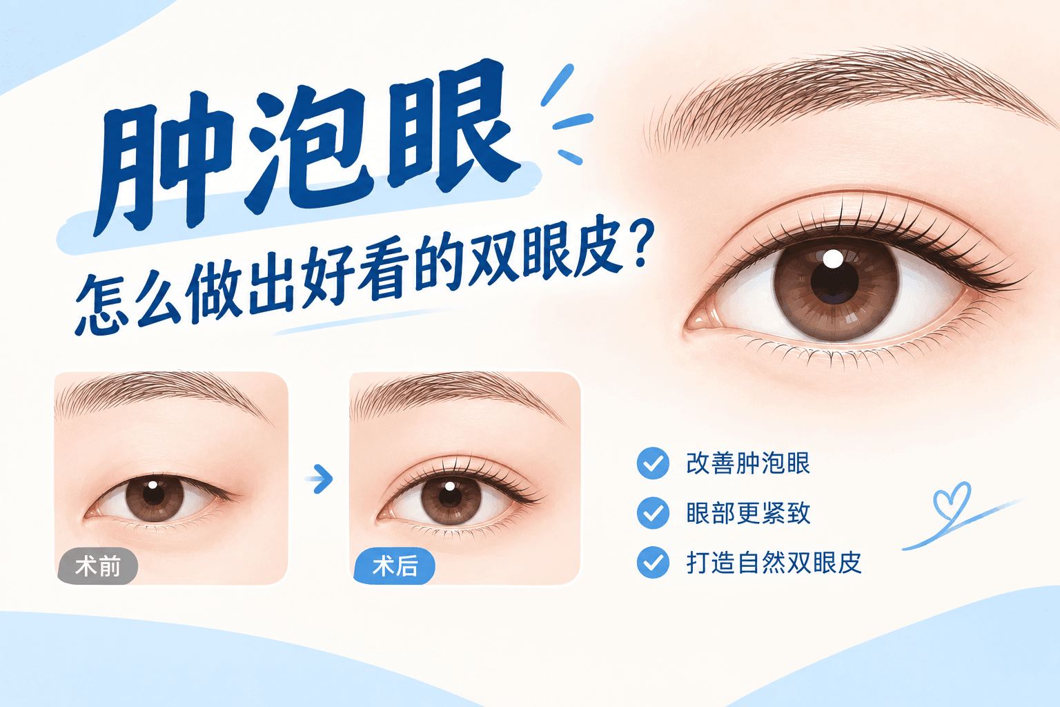肿泡眼怎么做出好看的双眼皮？