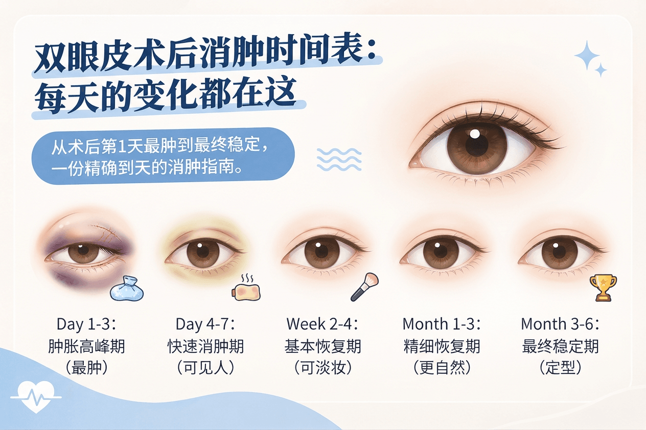 双眼皮术后消肿时间表：每天的变化都在这